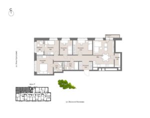 Дом 5 | Секция 9 - Планировка трехкомнатной квартиры (и больше) в ЖК Ботаника в Комарово парк в Тюмени