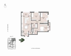 Дом 6 | Секция 10 - Планировка трехкомнатной квартиры (и больше) в ЖК Ботаника в Комарово парк в Тюмени