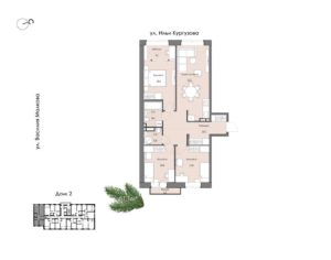 Дом 2 | Секции 2; 3 - Планировка трехкомнатной квартиры (и больше) в ЖК Ботаника в Комарово парк в Тюмени