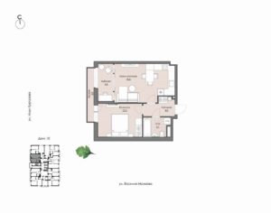 Дом 6 | Секция 10 - Планировка однокомнатной квартиры в ЖК Ботаника в Комарово парк в Тюмени