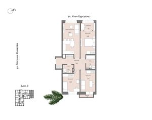 Дом 2 | Секции 2; 3 - Планировка трехкомнатной квартиры (и больше) в ЖК Ботаника в Комарово парк в Тюмени