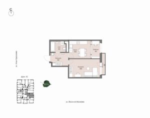 Дом 6 | Секция 10 - Планировка однокомнатной квартиры в ЖК Ботаника в Комарово парк в Тюмени