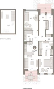 Дом 1 | Секции 1.1-1.8 - Планировка трехкомнатной квартиры (и больше) в ЖК Зарека в Тюмени