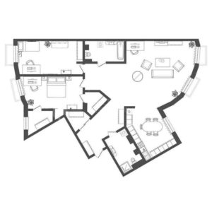 Корпус 6 - Особняк Сайдукова - Планировка трехкомнатной квартиры (и больше) в ЖК Вознесенский в Тюмени