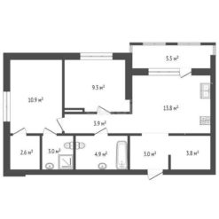 Дом ГП-18 - Планировка двухкомнатной квартиры в ЖК Баланс в Тюмени