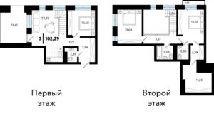 ГП-7 - Планировка трехкомнатной квартиры (и больше) в ЖК В Гагаринском парке в Тюмени