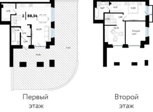ГП-4 - Планировка двухкомнатной квартиры в ЖК В Гагаринском парке в Тюмени