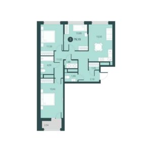 Дом ГП-8 на Первооткрывателей 19 - Планировка трехкомнатной квартиры (и больше) в ЖК Мотивы в Тюмени