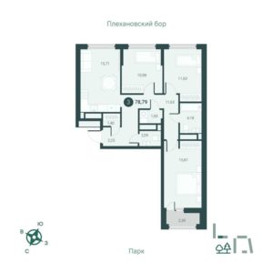Дом ГП-4 на Первооткрывателей 15 - Планировка трехкомнатной квартиры (и больше) в ЖК Мотивы в Тюмени