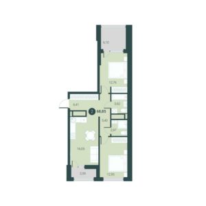 Дом ГП-8 на Первооткрывателей 19 - Планировка двухкомнатной квартиры в ЖК Мотивы в Тюмени